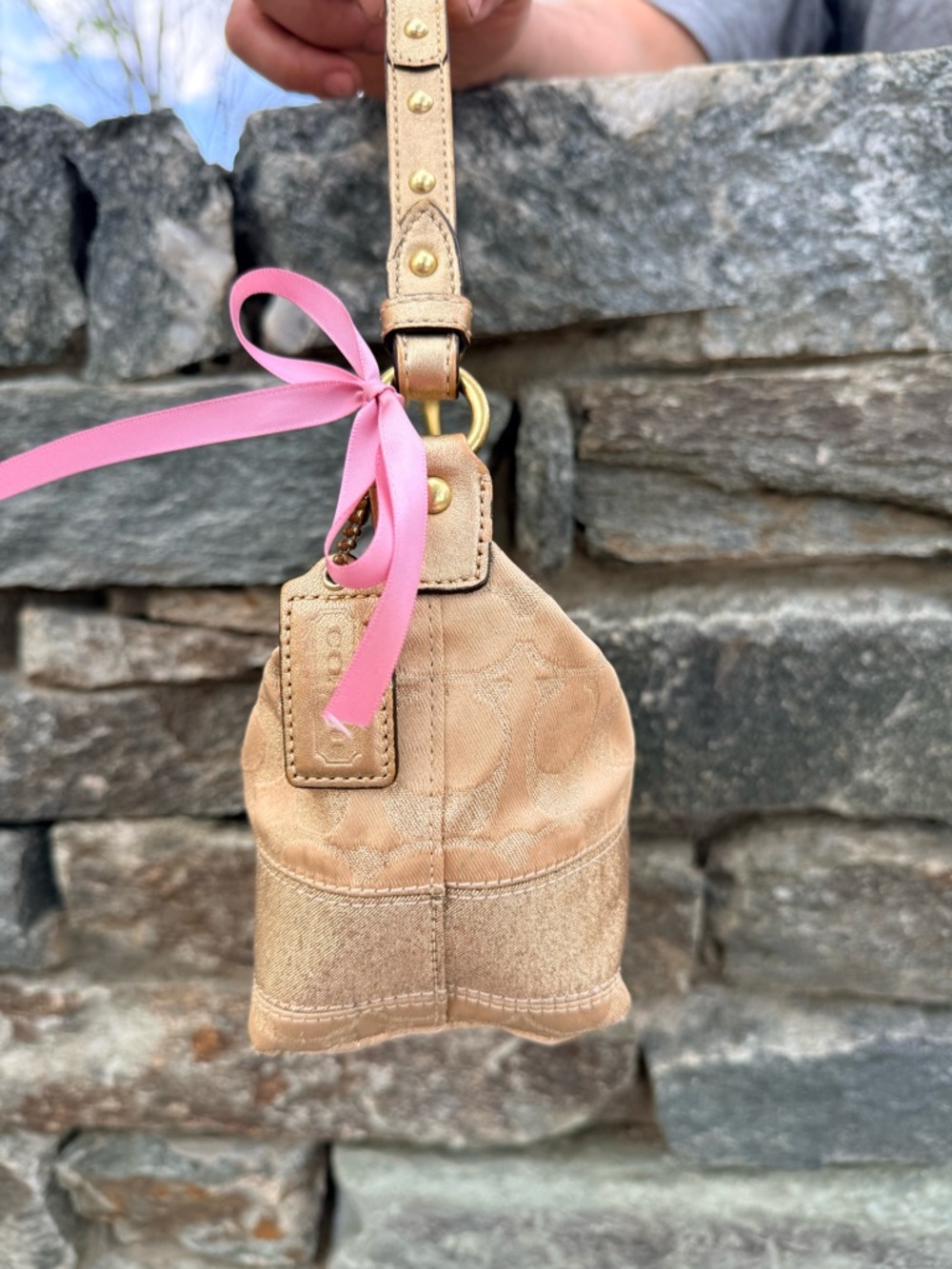 Coach Signature Mini Bag in Gold metallic with Gold Hardware - Picture 3 of 11